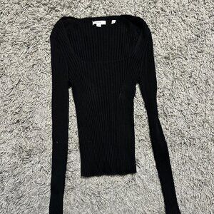 Casual Square Neck Ribbed Vince Long Sleeve Top Size M